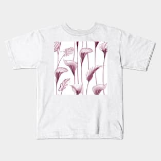 Xray Calla Lilly flowers. Tropical transparent watercolor flowers print Kids T-Shirt